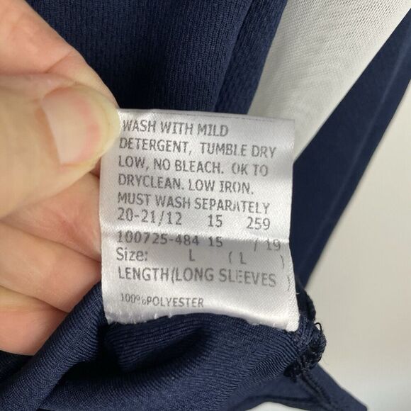 TuffRider Ventilated Technical Long Sleeve Equestrian Sport Shirt Size L Navy - Picture 10 of 10